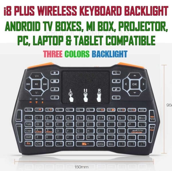 Z Gaming Wireless Keyboard i8 Plus Touchpad Deluxe 3 Colors Backlight