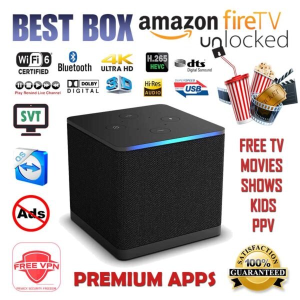 Fire TV Cube w/ Voice Control Many Features VPN+Ad Blocker