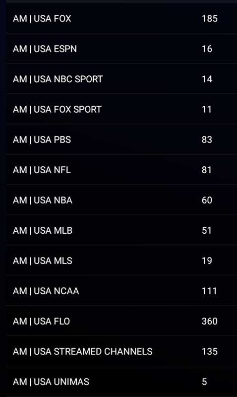 English Latin channel list 2