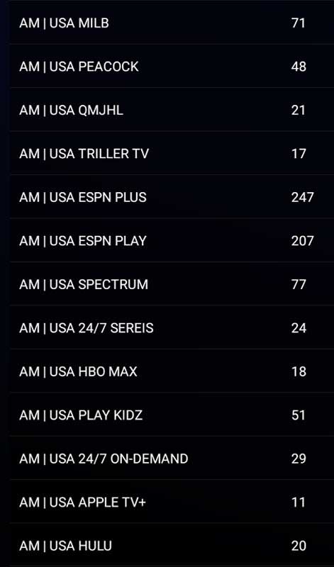 English Latin channel list 4