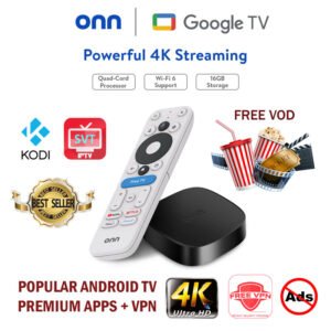 Google Android TV ONN 4K Plus UHD Premium apps Kodi VPN